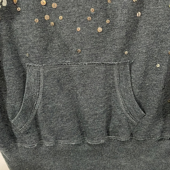 Aerie 3/4 Sleeve Embroidered Embellished Lightweight Gray Pocket Sweatsh… - Picture 3 of 16